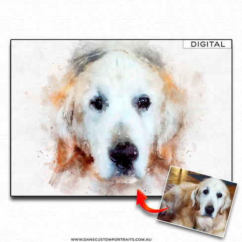 Natural Watercolour Portrait Pet Dog 2 Custom Portrait