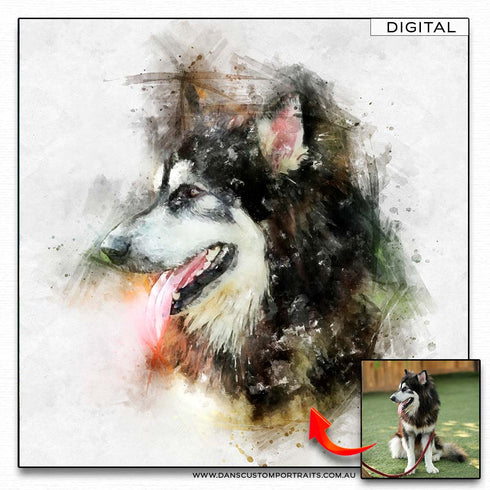 Natural Watercolour Portrait Pet Dog Custom Portrait